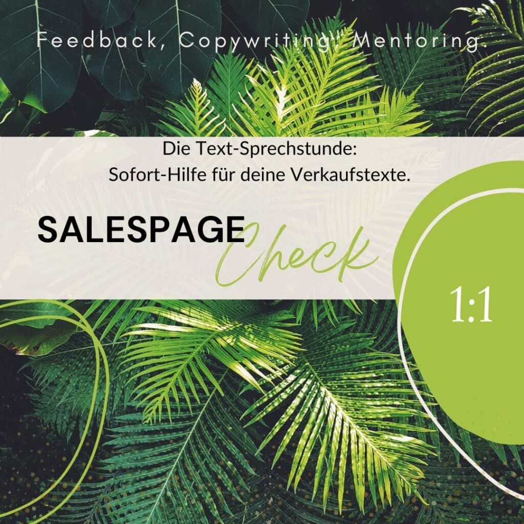 Salespage Copywriting Check: Verkaufsseite Landingpage Produktseite bessere Texte verbessern