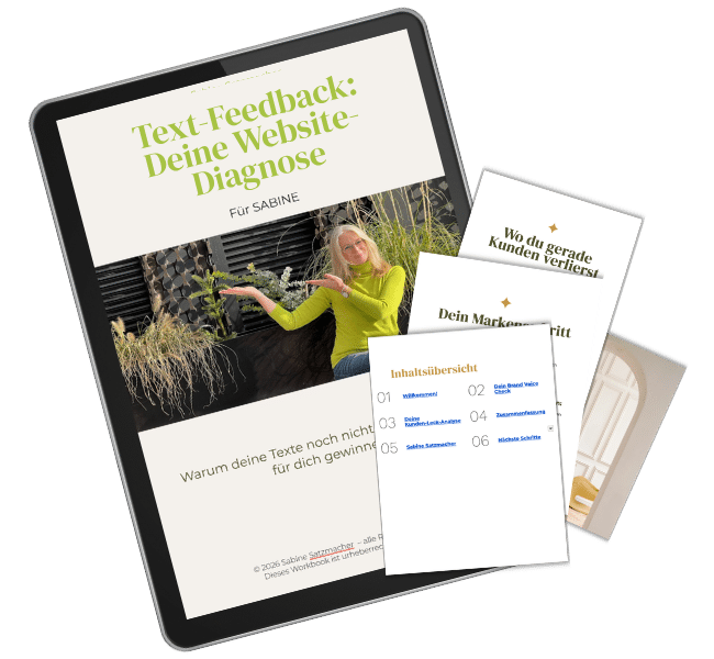 Marken- und Textcheck - Markensprache, Messaging, Personenmarken. Textfeedback für Website-Texte, die Diagnose