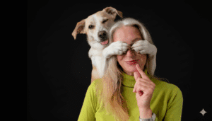Foto: Sabine mit Hund, Ki-generiert mit Nano Banana von Google Gemini